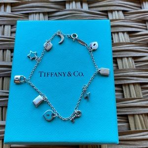 Tiffany & Co. Sterling Silver Enamel Love Notes Charm Bracelet